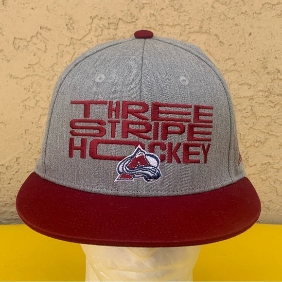 Colorado Avalanche NHL Three Stripes Hockey Hat Cap Flat Bill Snapback OSFM - Picture 2 of 7